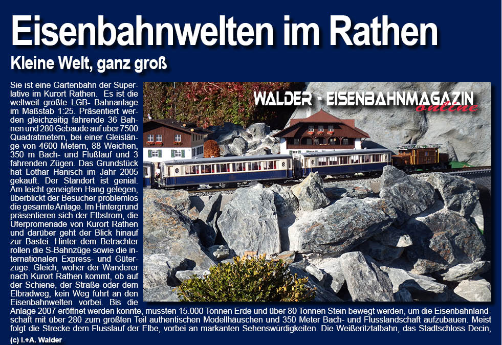 Modelleisenbahnanlage Eisenbahnwelten im Kurort Rathen - Spur G